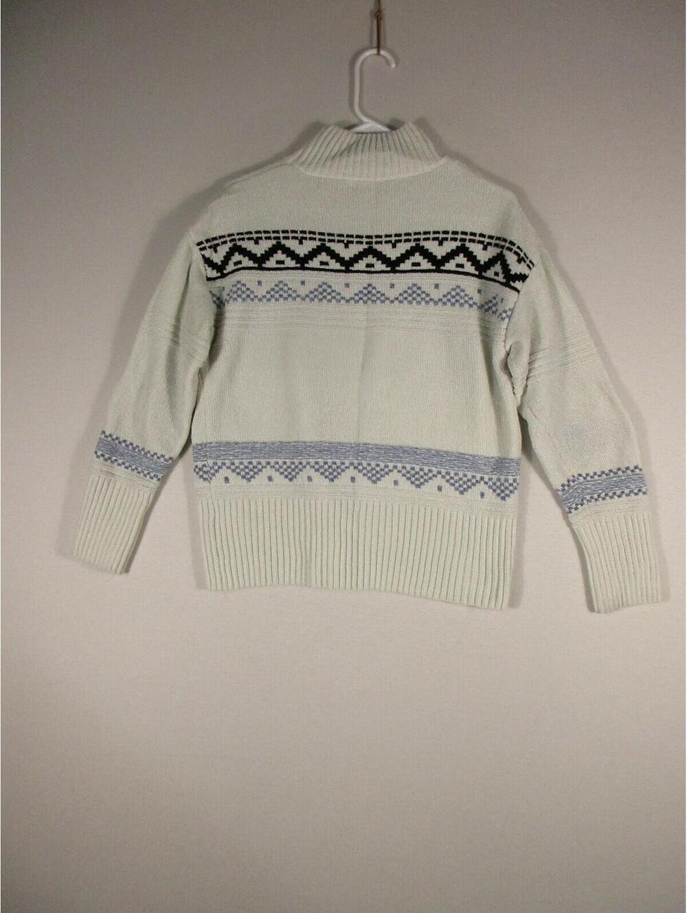 Christian Siriano Womens Fair Isle Chenille Knit Sweater Mock Neck Size M White - Picture 5 of 6